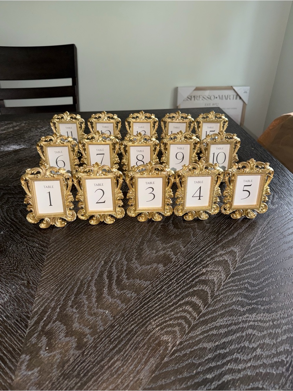 Gold Ornate Table Number Frames - Set of 15